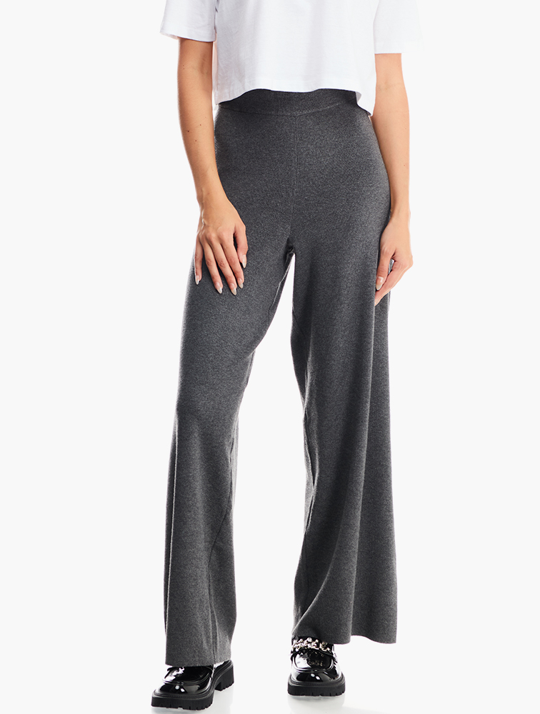 MyRunway | Shop Woolworths Charcoal Melange Knit Wide Leg Pants